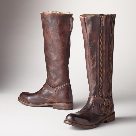 Bed Stu Shoes - Bed Stu Women's Tango Leather Tall Riding Boots Distressed Brown Zip- Size 10